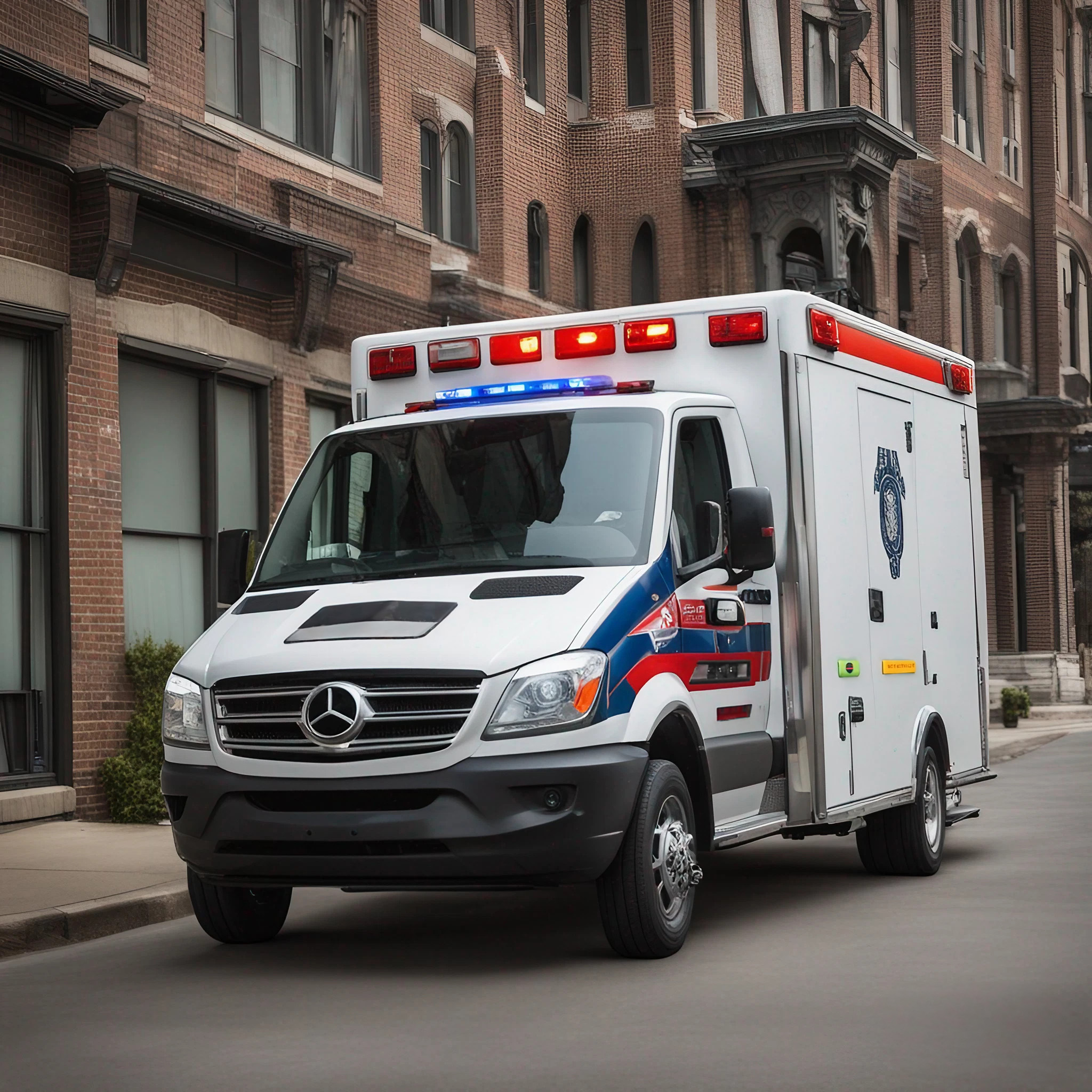 Emergency Response Vehicle in Urban Area - White